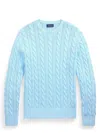 Polo Ralph Lauren Cable-knit Cotton Sweater With Pony Embroidery In Blue