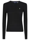 Polo Ralph Lauren Julianna Pima Cotton Cable Knit Crewneck Sweater In Black