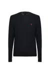 Polo Ralph Lauren Navy Blue Cable-knit Crew-neck Sweater In Black
