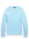 Polo Ralph Lauren Cable-knit Cotton Sweater With Pony Embroidery In Blue