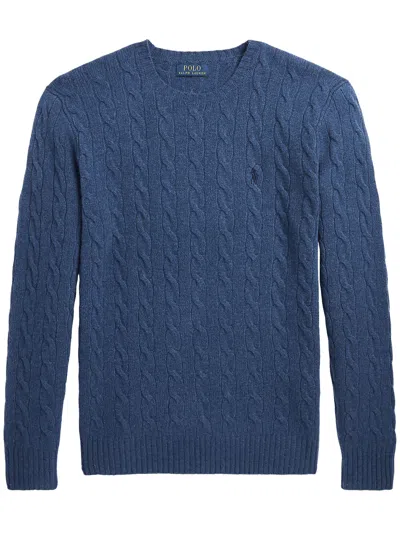Polo Ralph Lauren Wool And Cashmere Cable Knit Sweater In Blue