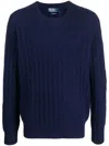 Polo Ralph Lauren Classic Knit Sweater With Ribbed Cuffs And Hem In Blue