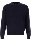 Polo Ralph Lauren Long Sleeves Wool Polo Shirt In Blue