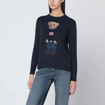 Polo Ralph Lauren Polo Bear Intarsia Cotton And Linen Sweater In Blue