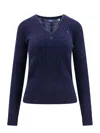 Polo Ralph Lauren Cable-knit Wool-cashmere V-neck Sweater In Blue