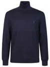 Polo Ralph Lauren Refined Turtleneck Sweater In Deep Navy Wool In Blue