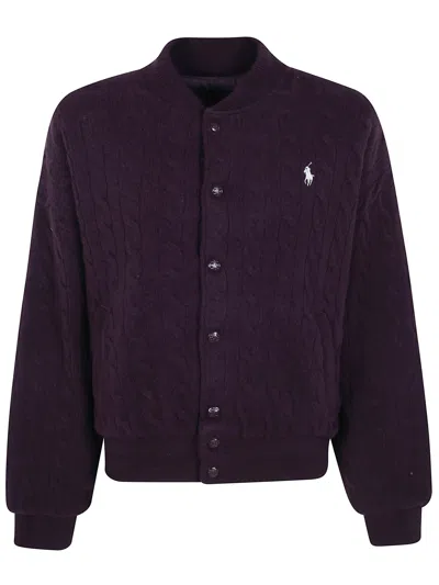 Polo Ralph Lauren Sweater Bomber Coat In Purple