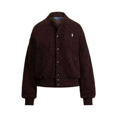 Pre-owned Polo Ralph Lauren Sweater Bomber-coat 'walnut Brown Melange' | Women's Size M