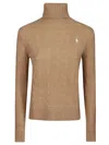 Polo Ralph Lauren Cable Knit Turtleneck Sweater In Brown
