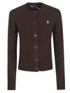 Polo Ralph Lauren Cable Knit Cardigan With Button Front In Brown