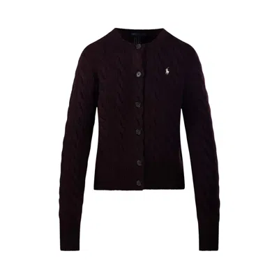 Pre-owned Polo Ralph Lauren Sweater Cardigan 'damson Melange' | Purple | Women's Size Xs