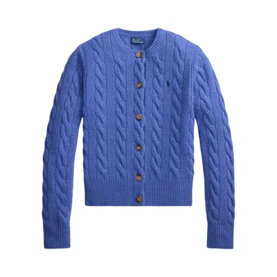 Pre-owned Polo Ralph Lauren Sweater Cardigan 'dockside Blue Heather' | Women's Size Xs