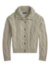 Polo Ralph Lauren Full Zip Cable Knit Sweater Cardigan In Gray