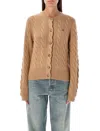 Polo Ralph Lauren Cable-knit Cashmere Crewneck Cardigan In Brown