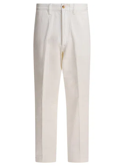 Polo Ralph Lauren Pleated Wide-leg Trousers In White