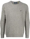 Polo Ralph Lauren Wool An Cashmere Cable Knit Sweater In Gray