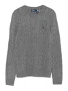 Polo Ralph Lauren Classic Cable Knit Sweater In Soft Wool-cashmere Blend In Gray