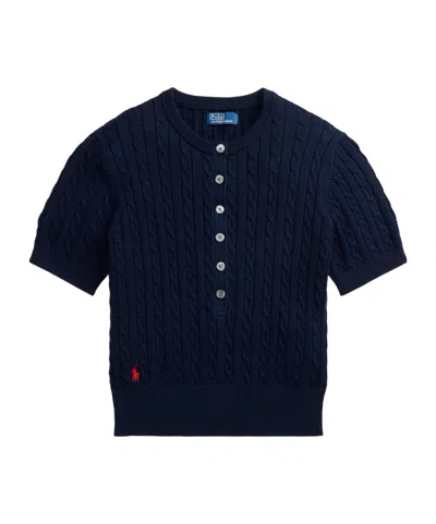 Polo Ralph Lauren Sweater Henley Knitted Top In Blue