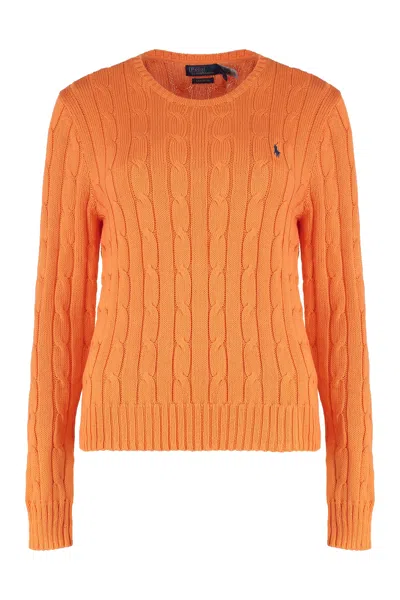 Polo Ralph Lauren Sweater In Cable Knit In Orange