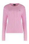 Polo Ralph Lauren V Neckline Sweater With Braids In Pink