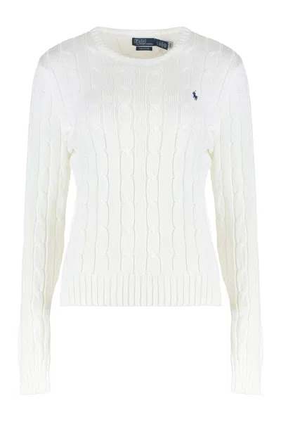 Polo Ralph Lauren Slim-fit Cable Knit Sweater With Classic Design In White