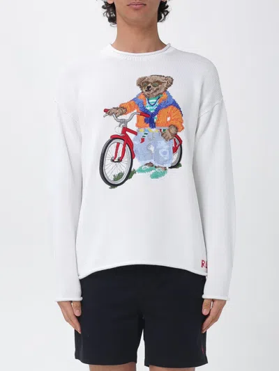 Polo Ralph Lauren Long Sleeve Cotton Novelty Harbor Island Bear Rollneck Sweater In White