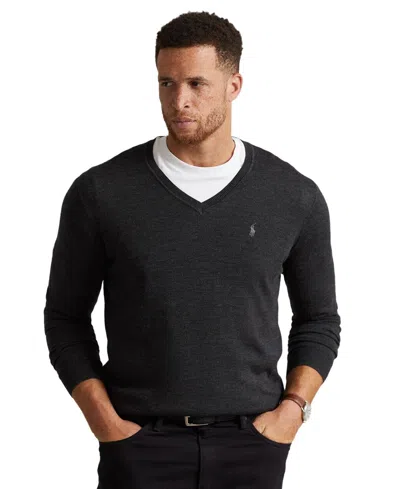 Polo Ralph Lauren Sweater Men's Dark Granite Heather V-neck Pullover App166 In Grey