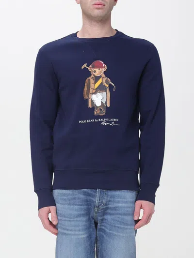 Polo Ralph Lauren Long Sleeve Fleece Society Bear Crewneck Sweatshirt In Multi