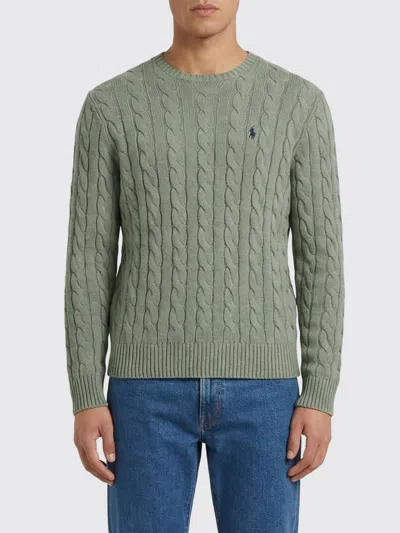 Polo Ralph Lauren Logo-embroidered Cable-knit Cotton Sweater In Green