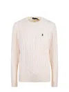 Polo Ralph Lauren Classic Cable-knit Sweater With Ribbed Hem And Embroidered Logo In Multi