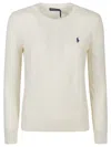 Polo Ralph Lauren Classic Cable Knit Sweater With Round Neckline And Ribbed Details In Neutral