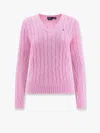 Polo Ralph Lauren Embroidered-logo Cable-knit Jumper In Pink