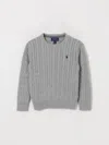 Polo Ralph Lauren Cable Knit Sweater With Logo  In Gray