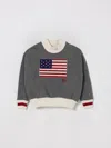 Polo Ralph Lauren Girls 7-16 Flag Mock Neck Sweatshirt In Gray