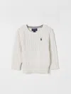 Polo Ralph Lauren Boys White Kids Brand-embroidered Cable-knit Knitted Jumper 7-14 Years In White