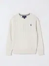 Polo Ralph Lauren Boys White Kids Brand-embroidered Cable-knit Knitted Jumper 7-14 Years In White