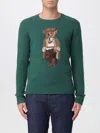 Polo Ralph Lauren Crew Neck Knit Sweater With Ribbed Textures In Green