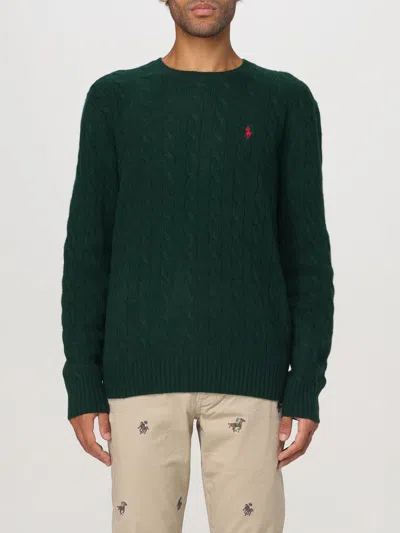 Polo Ralph Lauren Mens Moss Agate Logo-embroidery Cable-knit Wool And Cashmere-blend Knit Jumper Xl In Green