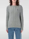 Polo Ralph Lauren Maglia In Cotone A Trecce Regular-fit Sweater In Grey