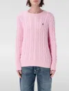 Polo Ralph Lauren Textured Cable Knit Sweater With Logo Embroidery In Pink