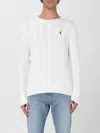 Polo Ralph Lauren Textured Cable Knit Sweater With Round Neckline And Fitted Silhouette In White