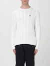 Polo Ralph Lauren Textured Cable Knit Sweater With Round Neckline And Fitted Silhouette In White