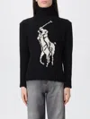 Polo Ralph Lauren Logo Wool Turtleneck Sweater In Black