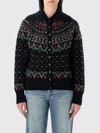 Polo Ralph Lauren Womens Polo Black Multi Fairisle Knitted Wool-blend Cardigan In Black