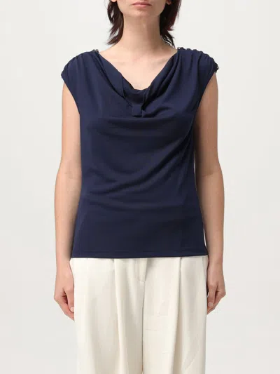 Polo Ralph Lauren Jersey Sleeveless Cowlneck Top In Blue
