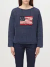 Polo Ralph Lauren Flag Pointelle Cotton-linen Sweater In Blue