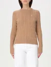 Polo Ralph Lauren Slim Fit Cotton Crewneck Jumper In Camel
