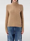 Polo Ralph Lauren Cable Knit Turtleneck Sweater In Brown