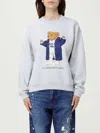 Polo Ralph Lauren Brushed Cotton Blend Sweatshirt With Iconic Polo Bear Print In Gray