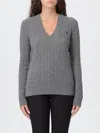 Polo Ralph Lauren Logo Braided Sweater In Gray